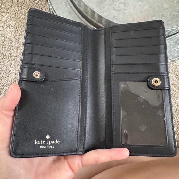 Kate Spade New York Staci Black Continental Wallet Snap Closure Gold Hardware - Picture 3 of 5